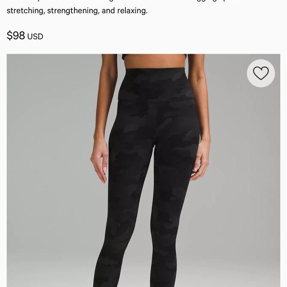 Lululemon Athletica Black Camouflage Leggings